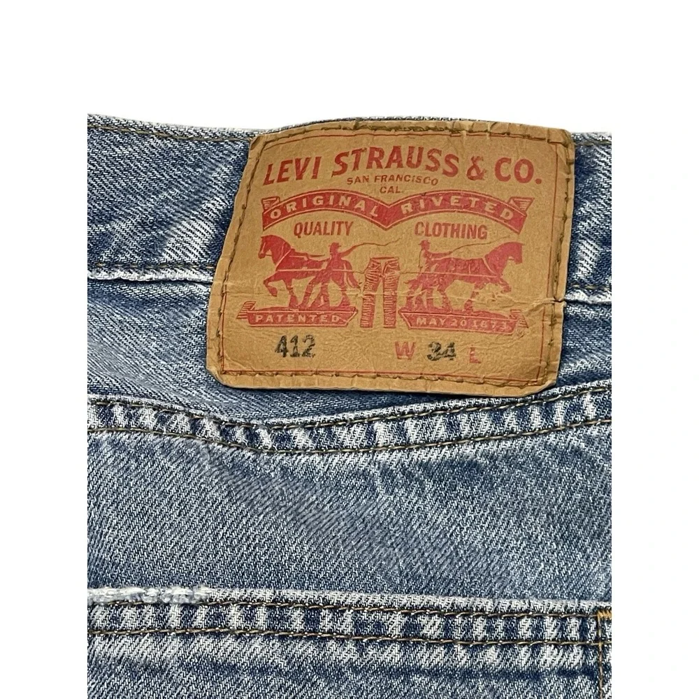 Levi 412 Cutoff Grunge Painted Stamped Denim  Men's Jean Shorts Size 34